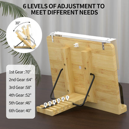 Boyanda Book Stand for Reading – Adjustable & Foldable Book Holder with High CRI 90+ No-Flicker, Eye-Caring LED Light | Anti-Blue Light & Anti-Glare | Hands-Free for Textbooks, Bibles, and Study