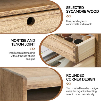 KIRIGEN Wooden Desktop Organizer Paper Storage Letter Tray File Sorter - Desk Rack Magazine File Dividers Holders for Home Office Accessories Wood Desk Cabinet with 3 Layer Trays Natural(3KWJG-NA)