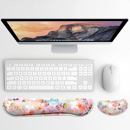 Dapesuom Enlarge Keyboard Wrist Rest, Memory Foam Wrist Cushion for Desk Mats Support, Cute Pain Relief Keyboard Mouse Pad Rests Set with Non-Slip Base for Gaming Laptop Office Computer, Green Leaf