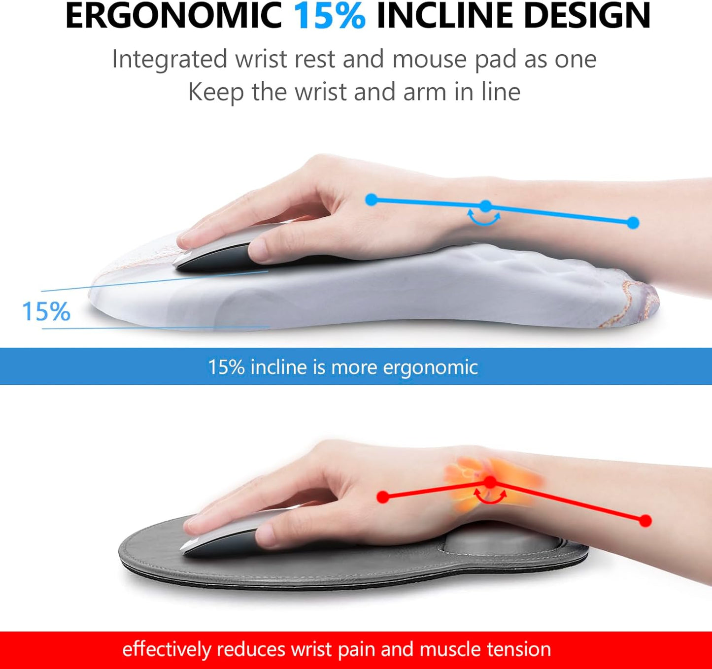 Mouse Pad Wrist Support, Laokiiy 2 in1 Keyboard Wrist Rest+ Ergonomic Mouse Pad, Non-Slip Wrist Rest for Computer Keyboard, Made Easy Typing & Relieve Wrist Pain（Banana Leaf Green）