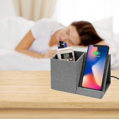 COSOOS Fast Wireless Charger with Desk Organizer, Desk Phone Charger Compatible with 15/15 Pro/15 Pro Max/14/13/12/11/XS/8 Plus, Galaxy S21/S20+/S10/Note 10/Note 9/(No AC Adapter)