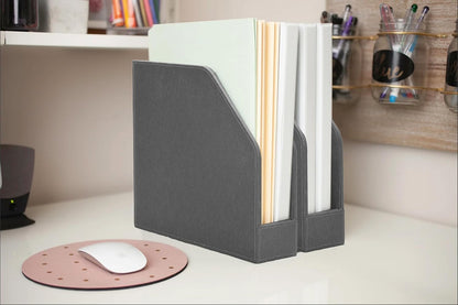 MobileVision Bamboo Vertical File Folder Holder & Office Product Organizer, Store Files, Magazines, Notepads, Books and more, 2 Pack Combo Set