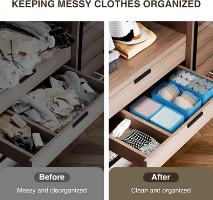 DIMJ Drawer Organizers Clothes, Dresser Organizer Bins for Baby Clothes,Underwear and Sock, Fabric Closet Organization and Storage Boxs, Drawer Dividers for Nursery, Clothing, Tie - 4 Pack, Beige