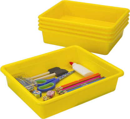 Storex Letter Size Flat Storage Tray – Organizer Bin for Classroom, Office and Home, Clear, 5-Pack (62531A05C), 10 x 13 x 3 Inches