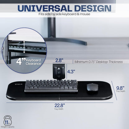 VIVO Under Desk Rotating 23 x 10 inch Computer Keyboard and Mouse Tray, Swiveling Platform, Ergonomic Typing, Black, MOUNT-KB01B