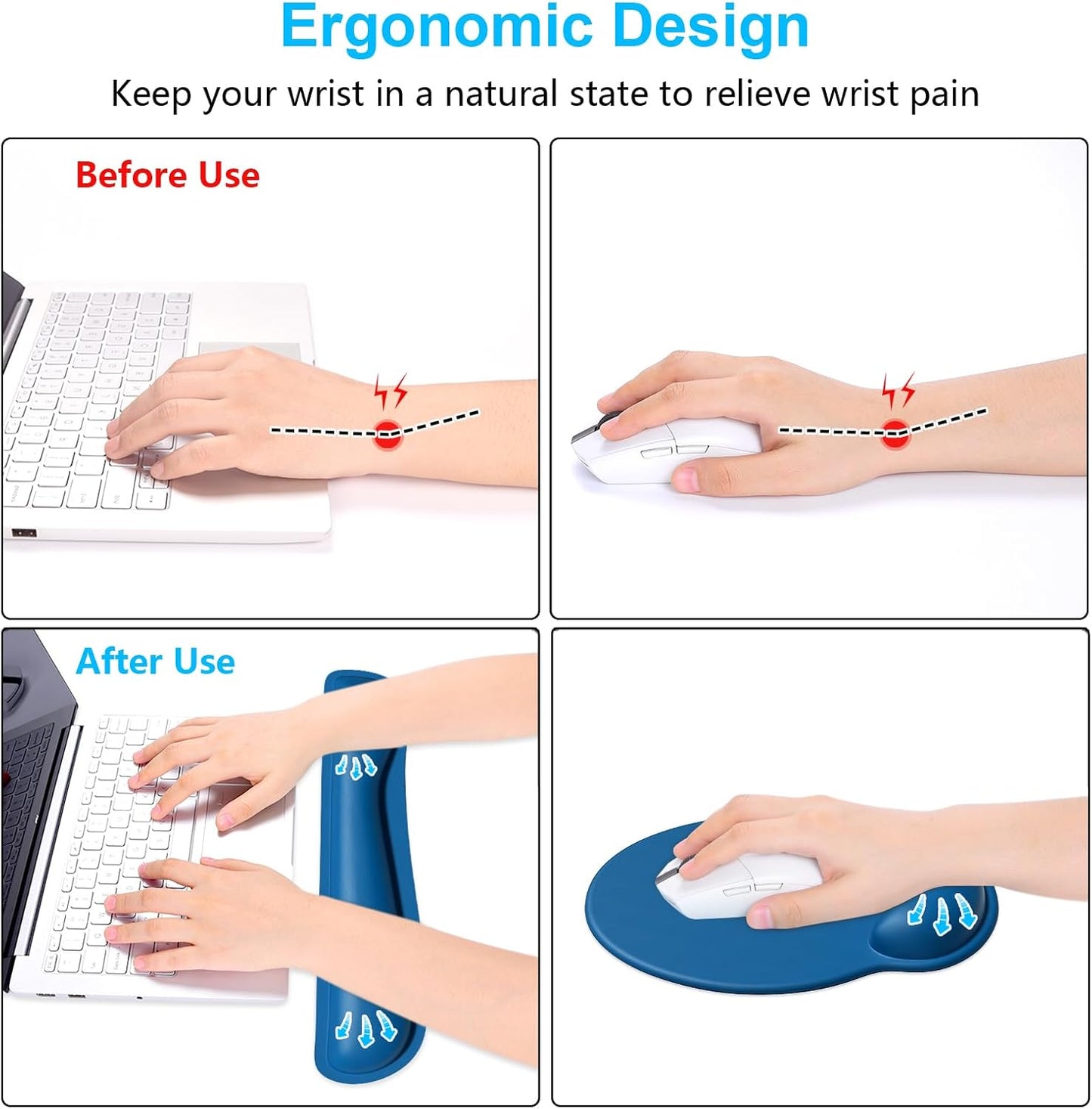 Dapesuom Keyboard Wrist Rest and Mouse Pad with Wrist Support, Cute Memory Foam Cushion for Keyboard and Mouse Set, Ergonomic Desktop Pad Rests with Non Slip Base for Easy Typing & Pain Relief, Pink