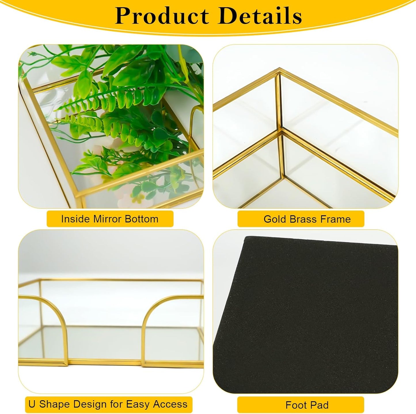 Sticky Note Holder,Glass Post It Note Dispenser with Pen Slot,Gold 3 x 3 Inch Post It Note Holder for Desk,Stylish Sticky Note Dispenser for Home Office Desk