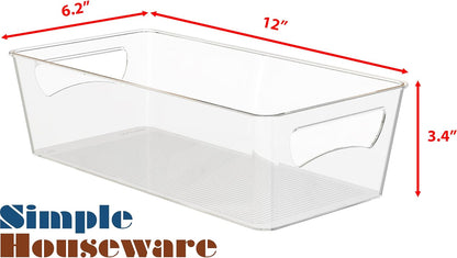 Simple Houseware 4 Pcs Kitchen Clear Bin Storage Organizer, 15" x 8" x 3.75"