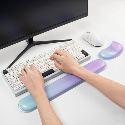 Gel Keyboard and Mouse Wrist Rest Set –Blue Purple Clear Wrist Rest for Computer Keyboard 60%/68%/75%, Comfort & Support for Typing and Gaming