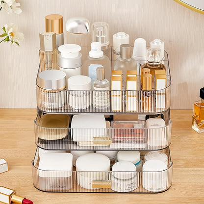 Stackable Cosmetics Organizer Drawers, Bathroom Vanity Makeup Organizers and Storage, Ideal for Desk and Dresser Countertops, Great for Palette, Skincare, Lipsticks, Nail Care. Green