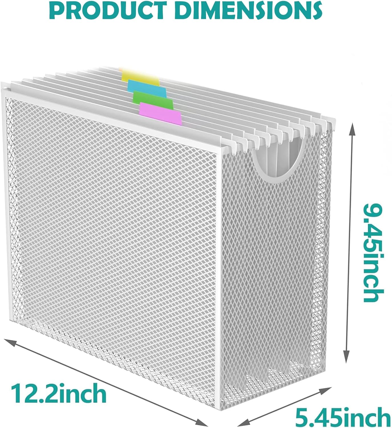 Sinboun Hanging File Organizer Letter-Size File Holder Filing Box Includes 5 Hanging Folders - Metal Mesh Magazine Letter Storage Cabinets File Cart for Office Home School, No Assembly Required