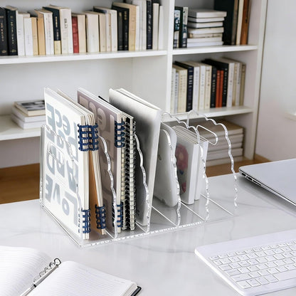 Adevar Clear Acrylic Magazine File Holder 4 Vertical Magazine File Organizer Binder Book Holder for Desk Acrylic Desk Organizer Clear Office Racks & Displays for Office Home Classroom