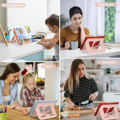 Portable Book Stand Book Holder Book Rest for Kids Reading Hands Free Cookbook Holder Textbook Stands Music Stand Lightweight Waterproof Book Stand Gifts School Supplies (Purple 11.82" *8.26")
