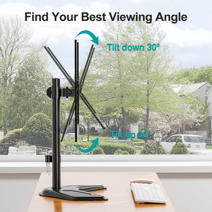 MOUNT PRO Single Monitor Stands Fits 13-32 inch/17.6 lbs Screen, Free-Standing Computer Monitor Mount for Desk, Display Standing with Adjustable Height/Tilt/Swivel/Rotation, VESA 75x75 100x100