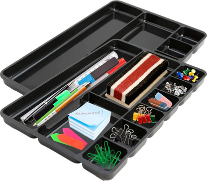 1InTheOffice Desk Drawer Organizer 9-compartment Drawer Tray Organizer (2 Pack)
