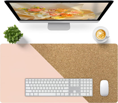 Bloss Leather Desk Pad and Keyboard Wrist Rest, Large Mouse Pad + Keyboard Pad+Mouse Wrist Support, Non-Slip Desk Mat Protector for Office, Home(31.5×15.7 Inches,Beige)
