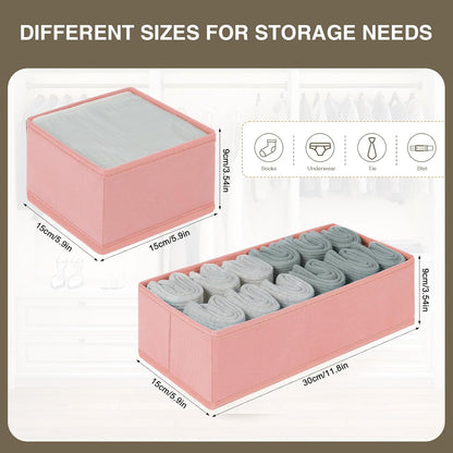 DIMJ Drawer Organizers Clothes, Dresser Organizer Bins for Baby Clothes,Underwear and Sock, Fabric Closet Organization and Storage Boxs, Drawer Dividers for Nursery, Clothing, Tie - 4 Pack, Beige