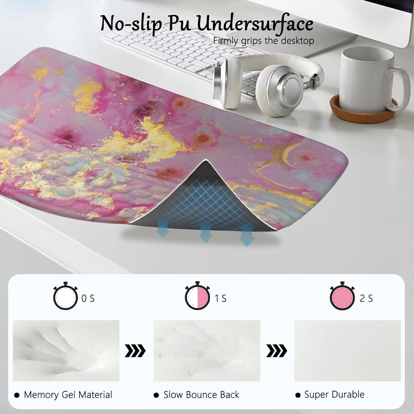 Computer Keyboard Stand Pad with Wrist Rest Purple Blue Cloud Keyboard Pad Support with Comfortable Galaxy Stars Wrist Pad Cute Girl Ergonomic Tilted Keyboard Riser Holder for Desktop Office Home