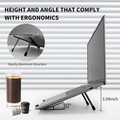 Protable Laptop Stand for Desk,Foldable Laptop Riser Holder,Ventilated Cooling Notebook Mount Computer Stand for 10-15.6” Laptops,Tablets，Aluminum