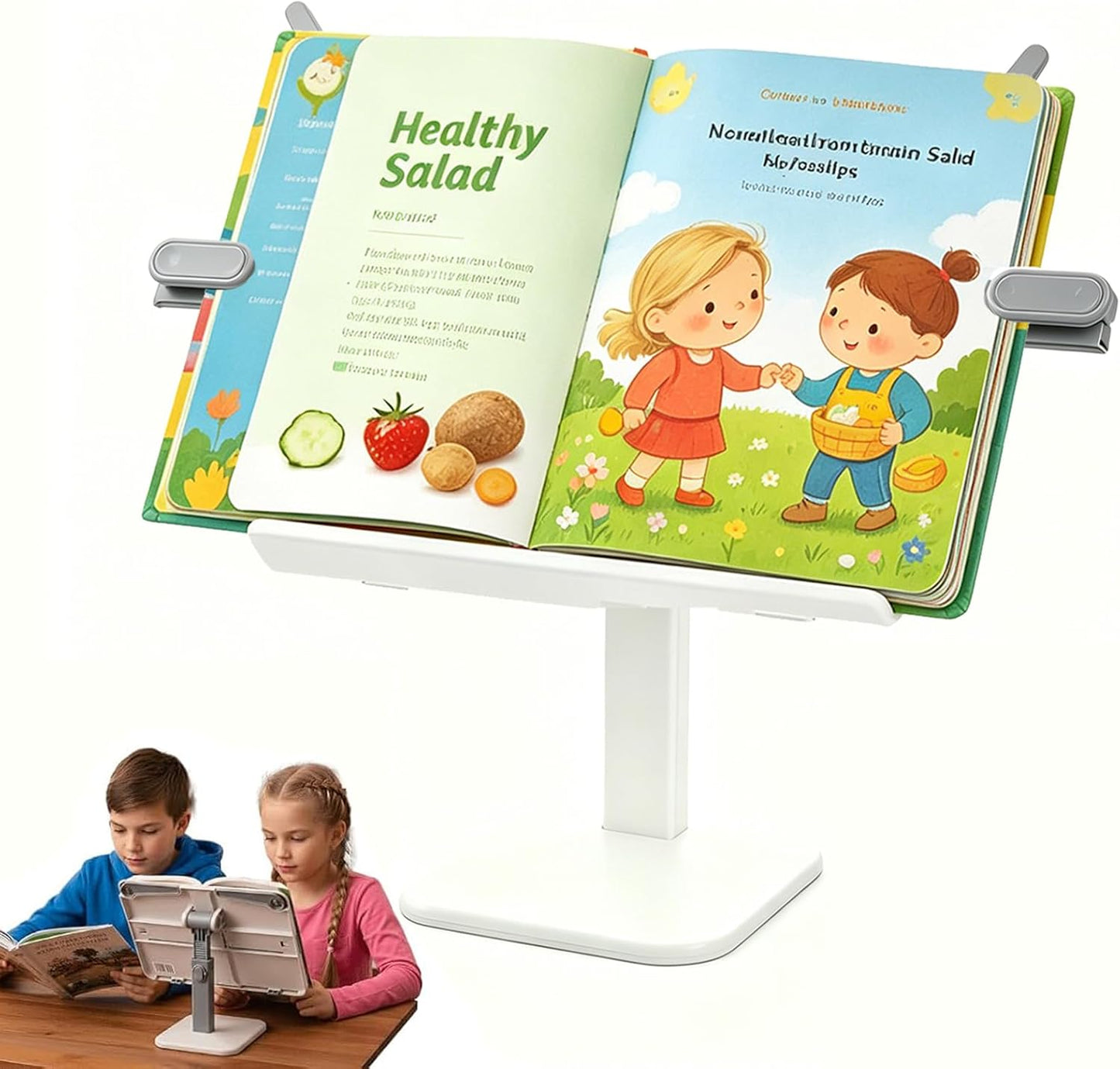 Tablet Stand Holder,Adjustable Foldable Lightweight iPad Laptop Book Stand for Desk,Monitor Holder Multi-Functional Rest Tray Recipes Textbook Cookbook Magazine Laptop Tablet DW (Grey)