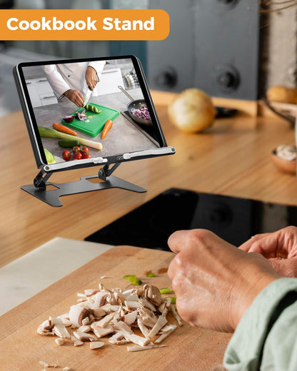 Honagu Adjustable Laptop Stand for Desk, Metal Foldable Laptop Riser, Portable Desktop Book Stand Holder, Ergonominc Computer Notebook Stand Compatible with 10-15.6” Laptops (Silver)