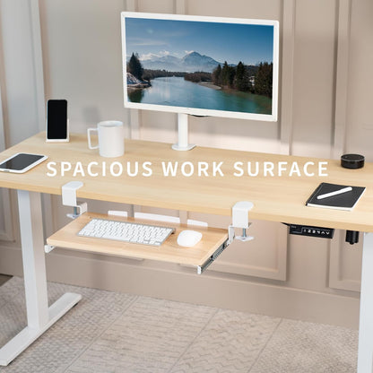 VIVO Large Clamp-on Computer Keyboard and Mouse Under Desk Slider Tray, 27 x 11 inch Pull Out Platform Drawer, White, MOUNT-KB05W