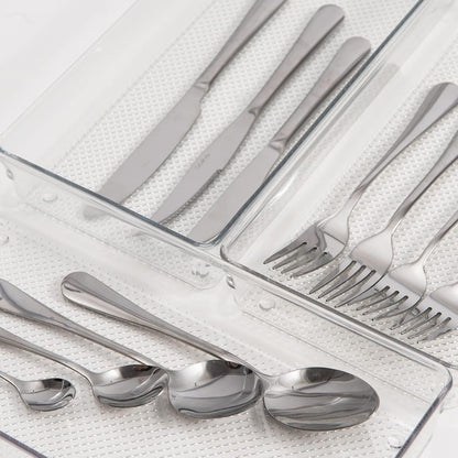 Mesh Tray Silverware Drawer Organizer, Utensil Cutlery Tray Office Supplies with Interlocking Arm Drawer Dividers Organizer for Flatware, Knives,Home,Office, School,Bedroom 12X6'' Black