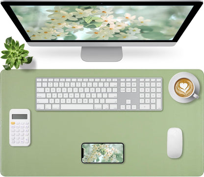 Bloss Leather Desk Pad and Keyboard Wrist Rest, Large Mouse Pad + Keyboard Pad+Mouse Wrist Support, Non-Slip Desk Mat Protector for Office, Home(31.5×15.7 Inches,Beige)