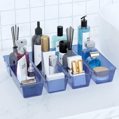 WOWBOX 6 Pack Clear Drawer Organizer Set, Acrylic Drawer Storage Trays, Storage Bins for Makeup, Cosmetics, Jewelries, Utensils, Gadgets, Office