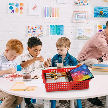 6-Pack Stackable Paper Trays with Handles, Modern Desktop Organizer for A4 Documents, Homework Turn-In Bins for Classroom & Office Use