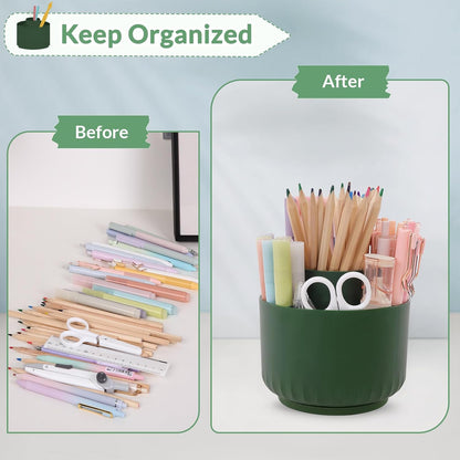 SKYDUE 360 Degree Rotating Pencil Pen Holder for Desk, Dual-Purpose Desk Organizer, Rotating Pencil Cup with 5 Slots, Office Supplies, Desk Decor for Office, School, Home