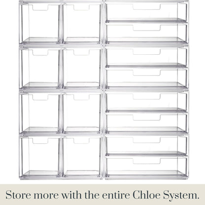 STORi Chloe Space-Saving Clear Drawer Organizer (4 Wide Drawers) Sort Office, Kitchen, Beauty Supplies, Makeup, Pens, Jewelry, Stationary, Made in USA