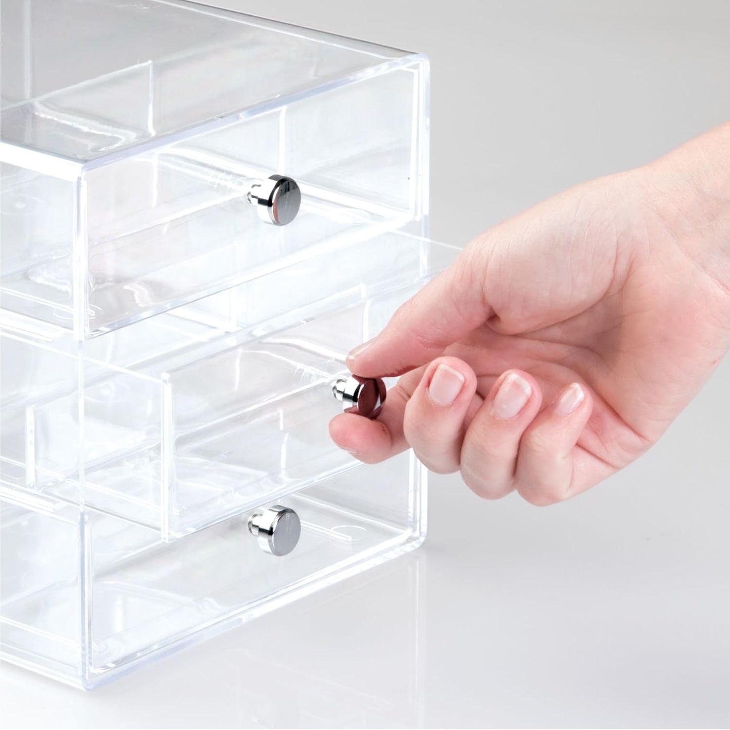 iDesign Divided 3-Drawer Stackable Organizer for Glasses, Sunglasses, and Readers - Black/Clear