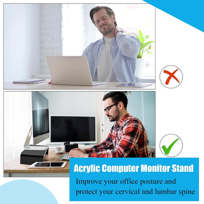 Jetec 2 Pcs Acrylic Monitor Stand Desktop Video Acrylic Monitor Riser Desk Shelf Computer Stand for Laptop TV Computer Screen Desk Organizer Teacher's Day Supplies (Clear, 12 x 8 x 3 Inch)