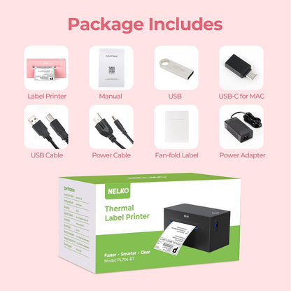 Nelko Bluetooth Thermal Shipping Label Printer, Wireless 4x6 Shipping Label Printer for Shipping Packages, Support Android, iPhone and Windows, Widely Used for Amazon, Shopify (Black)