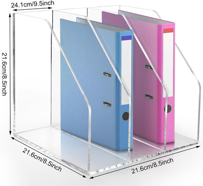 2 Pack- Stackable Paper Letter Tray,Clear Acrylic Magazine Holder and File Organizer - Sleek Desk Organizer for Home Office, Bookshelf, or Workspace - Space-Saving Transparent Document Holder