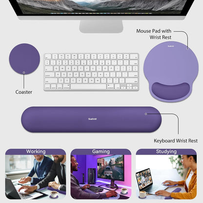 Sushret Mouse Pad and Keyboard Wrist Rest, 3-in-1 Gel Memory Foam Ergonomic Mouse Pad with Wrist Rest Set,Gaming Mousepad Arm Cushion Support for Computer Office Desk Accessories Cute Setup,Sage Green