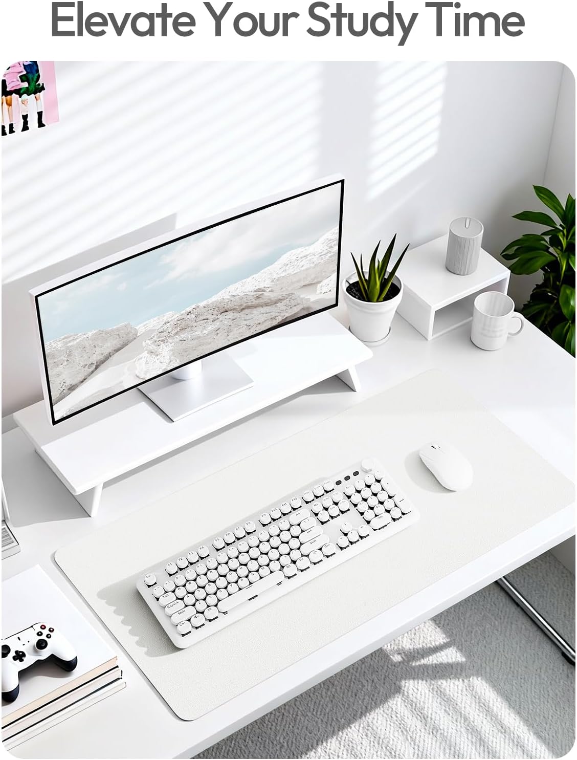 YSAGi Leather Desk Protector, Office Mat, Large Mouse Mat, Non-Slip PU Leather Blotter, Laptop Pad, Waterproof Writing Pad for Office and Home (Light Pink, 23.6" x 13.8") - Colors B