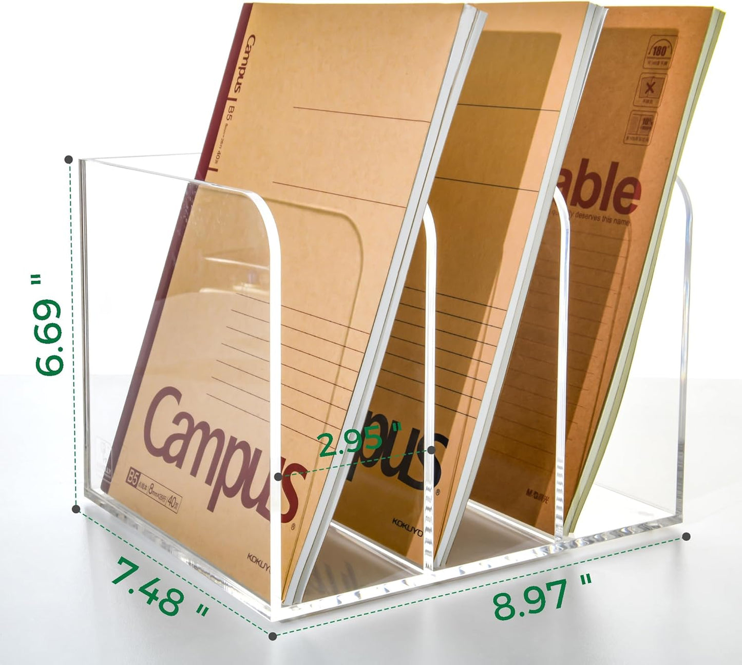 Magazine Holder - Acrylic File Holder and Desk Organizer, Clear Bookend File Sorter, Acrylic Book Organizer and Storage Box for Documents, Magazine Holder Rack for Classroom, Home, and Office