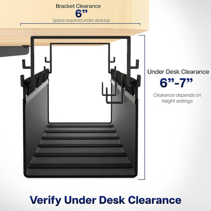 VIVO Screw-on Under Desk 47 inch Fabric Cable Management Tray, Wire Concealer, Power Strip Storage, Workspace Organization, Easy Fold Down Access, Black, DESK-AC47F-S