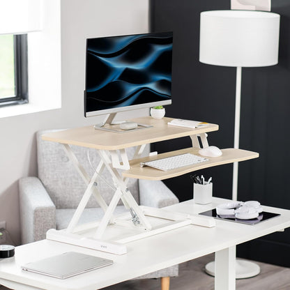 VIVO 26 inch Desk Converter, K Series, Height Adjustable Sit to Stand Riser, Dual Monitor and Laptop Workstation with Keyboard Tray, Black, DESK-V026KB