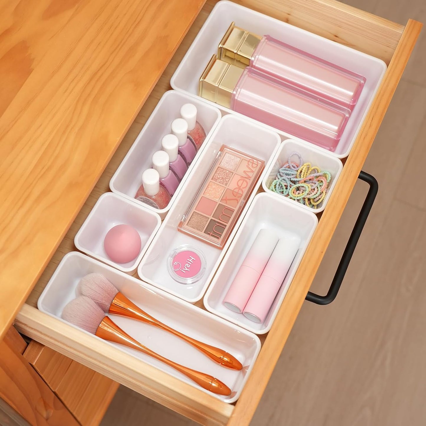 Clear Acrylic Drawer Organizers Set Storage for Makeup, Office Desk Small Vanity Trays for Drawer Bathroom Plastic Make up Organizers 25 Pcs