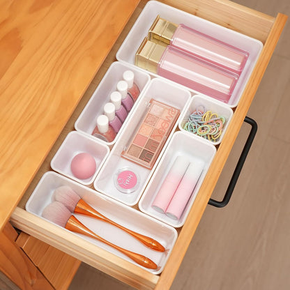 Clear Acrylic Drawer Organizers Set Storage for Makeup, Office Desk Small Vanity Trays for Drawer Bathroom Plastic Make up Organizers 25 Pcs