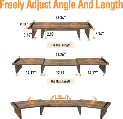 Monitor Stand Riser, 2 Tiers Wood Monitor Riser Stand with Desktop Shelf Storage Organizer, Ergonomic Desk & Tabletop Organizer Desktop Stand for Laptop Computer, MacBook, PC(Rustic Brown)