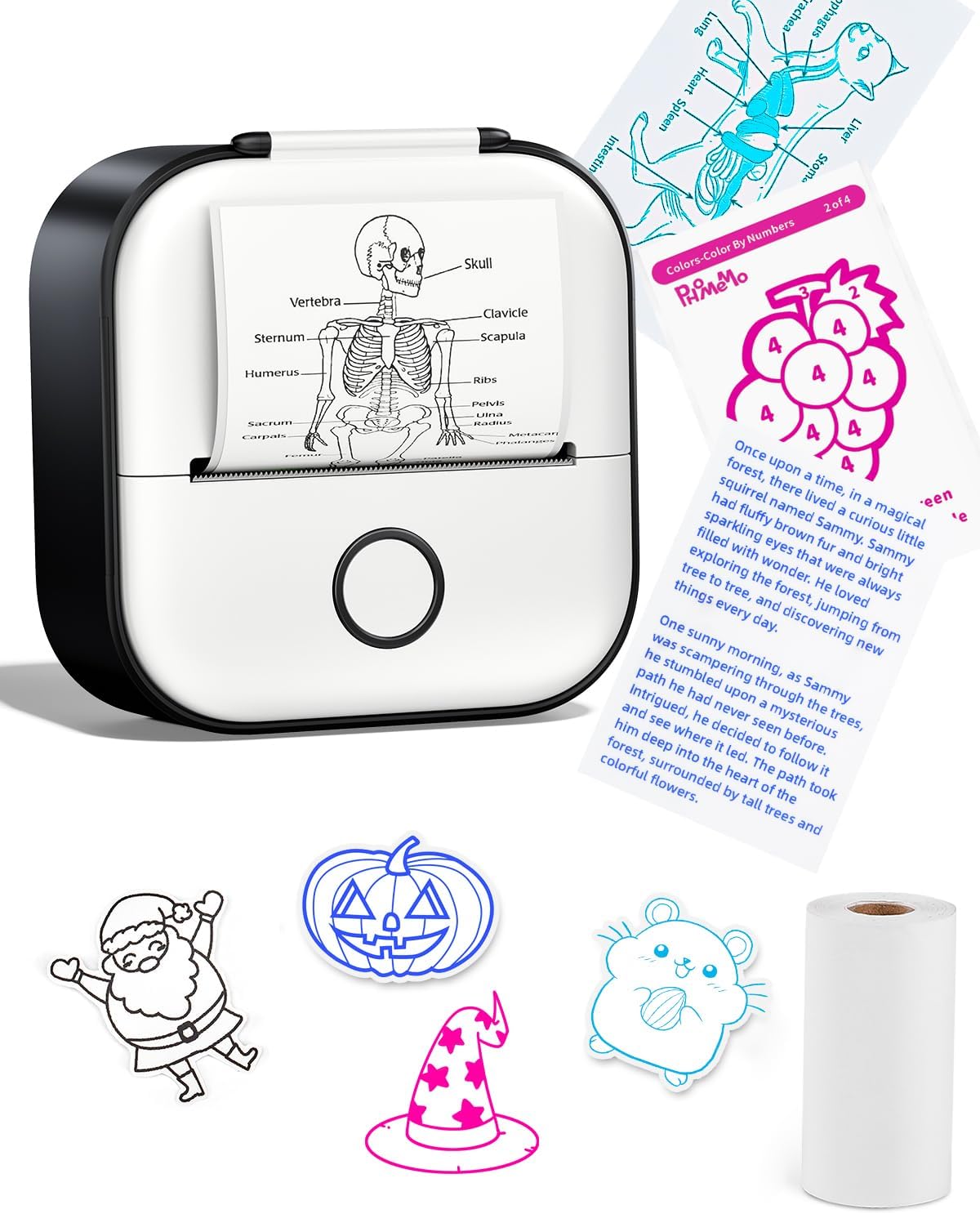 Memoking Sticker Maker - T02 Mini Sticker Printer Wireless Inkless Label Maker Portable Thermal Printer for Student Birthday Gift, Impresora Portátil for Note, DIY, Compatible with iOS & Android, Pink