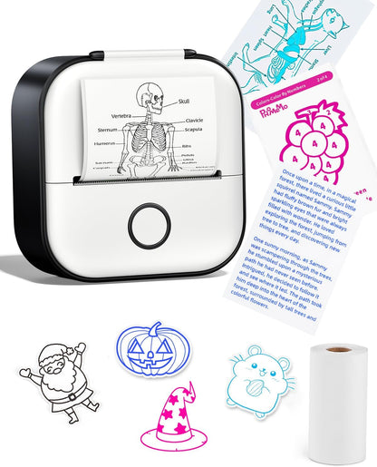 Memoking Sticker Maker - T02 Mini Sticker Printer Wireless Inkless Label Maker Portable Thermal Printer for Student Birthday Gift, Impresora Portátil for Note, DIY, Compatible with iOS & Android, Pink