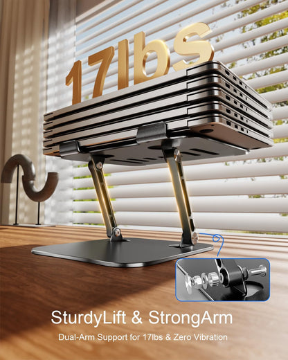 Laptop Stand for Desk, Adjustable Metal Foldable Laptop Riser Holder, Aluminum Desktop Book Stands, Ventilated Cooling Computer Notebook Stand with 10-17" (Silver)