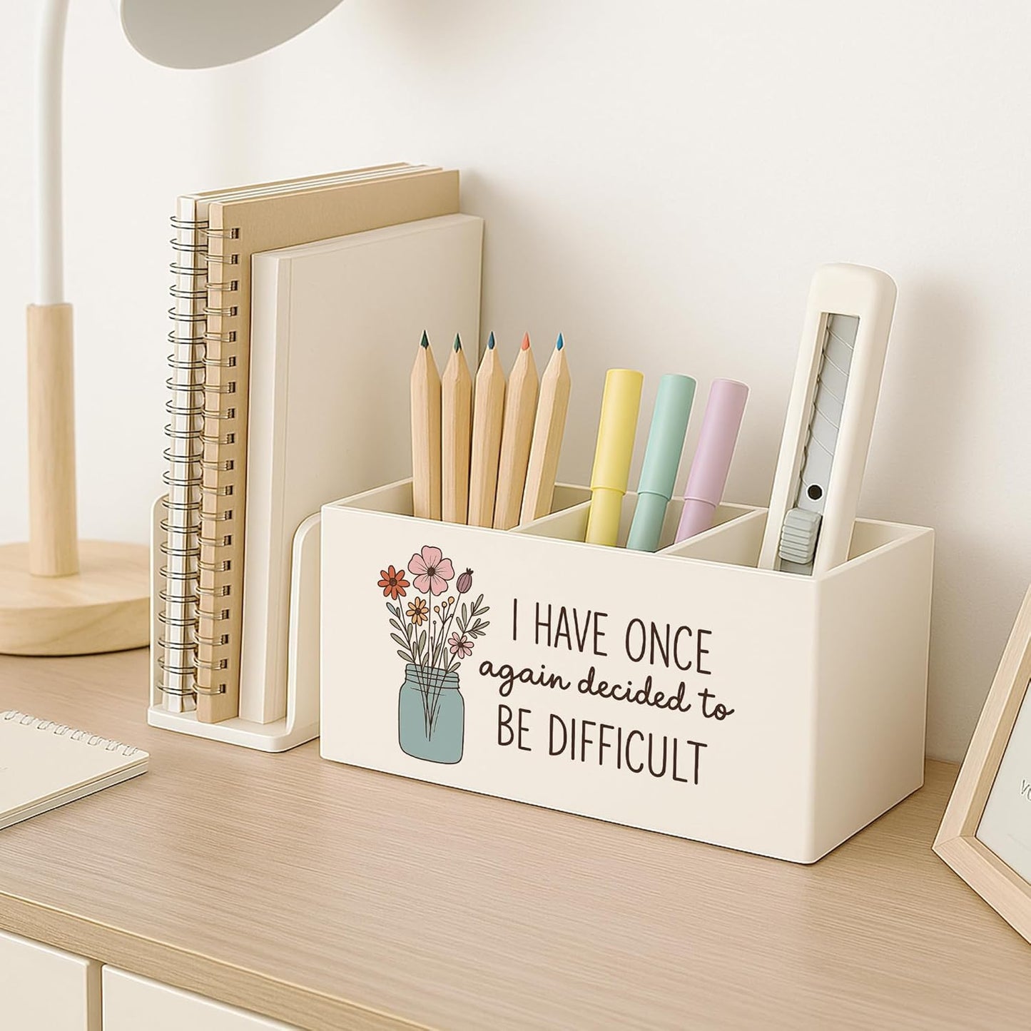 Boho Floral Mental Health Pen Holder for Desk, Special Education Classroom Must Haves, Inspirational Autism ADHD Awareness Pencil Holder for Classroom Therapy Office