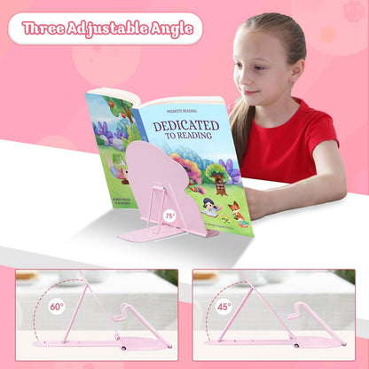 Honagu Book Stand Book Holder Metal Desk Book Stand for Reading Hands Free, Adjustable Textbooks Cookbook Documents Holder, Book Stand for Girls and Boys, Ideal Gift (Camping)