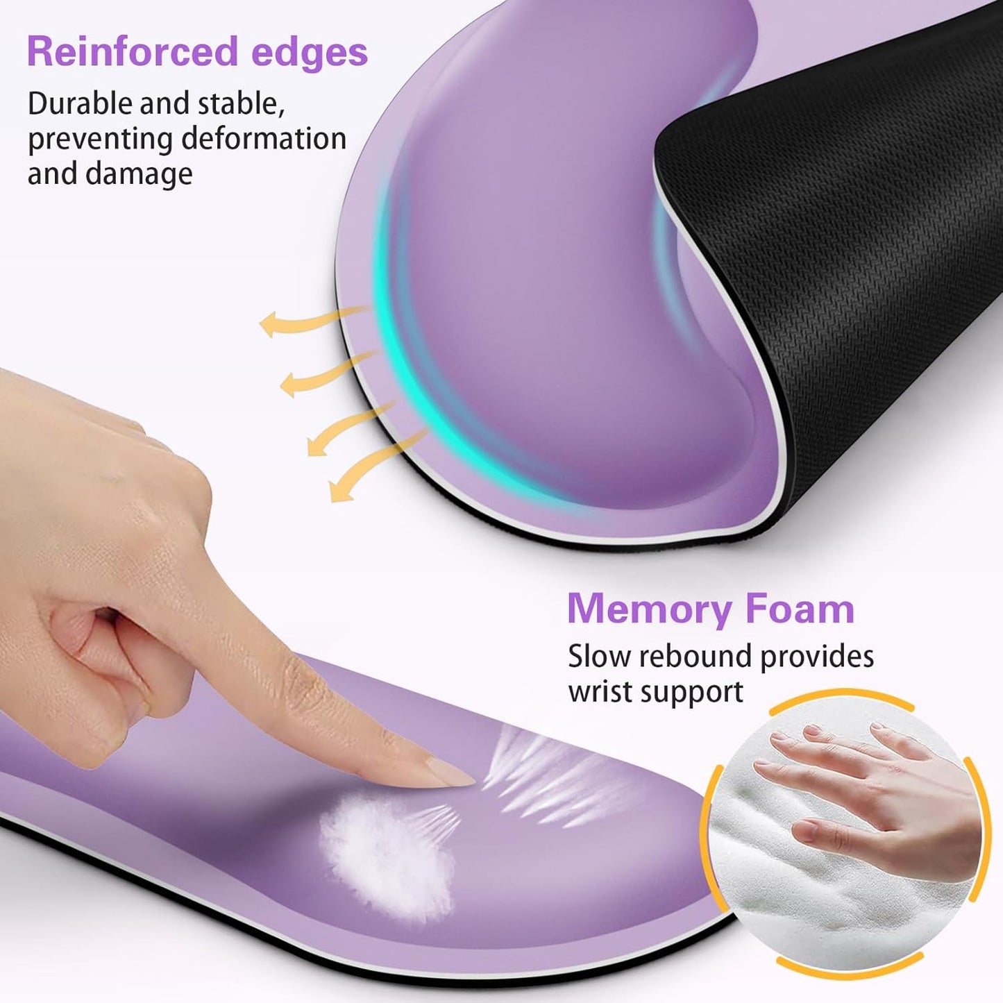 Mouse Pad with Wrist Rest Set, Qomolama 3-in-1 Wrist Support Mouse Pad Set, Floral Gaming Mousepad with Anti-Skid Base,Ergonomic Mouse Pad,Memory Foam Keyboard Gel Wrists Rest